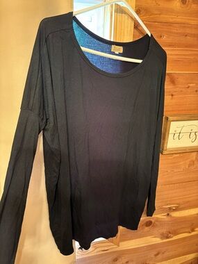 Piko 1988 Black Long-Sleeve Scoop Neck Top